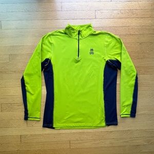 Psycho Bunny 1/4 Zip Pullover Mens M Green Blue Poly Stretch Mesh Panel Active